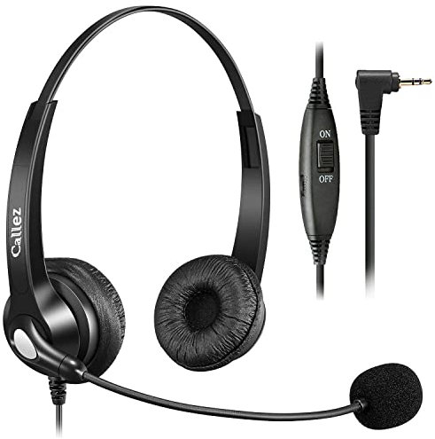 Callez 2.5mm Phone Headset with Microphone Noise Cancelling & Volume Controls, Office Telephone Headsets for Panasonic KX-TGF320E Gigaset C430A Cisco SPA Polycom BT Diverse 7110 Cordless DECT Phones