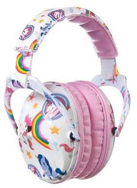 PROTEAR Kids Ear Protection Safety Ear Muffs, NRR 25dB Noise Reduction Children Earmuffs, Hearing Protectors for Sleeping, Studying, Airplane, Concerts, Fireworks-Unicorn with Pink Band
