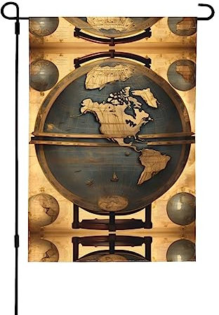 Antike Welt Globus Druck doppelseitige Flaggen, 31,8 x 45,7 cm, Weihnachtsgartenflaggen für draußen, für alle Jahreszeiten