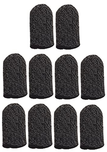 Toddmomy 10 Stück Schwarze Nylon Fingerschutzhüllen für Handyspiele | Atmungsaktive Elastische Daumen und Fingerlinge, Schweißabweisend und Touchscreengeeignet, Mobiltelefon Zubehör