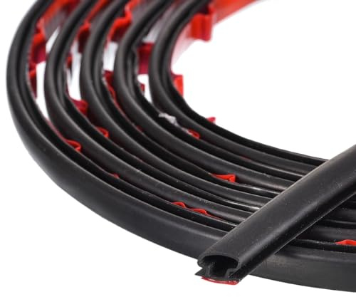 Uxcell Weather Stripping Seal Strip, 6 Meters x 10mm x 8mm Self Adhesive Rubber for 6-7mm Gap, Window and Door Soundproofing and Frame Gap Blocker (Black)