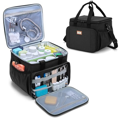 CURMIO Isolierte Medizinische Tasche, Tragebare Erste Hilfe Set Tasche für Haushalt, Notfalltasche für Medizinische Versorgung und Medikamente, Schwarz