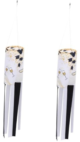 BESPORTBLE 2pcs Graduation Windsock Flag Outdoor Wind Vane Garden Decor Spinner for School Events