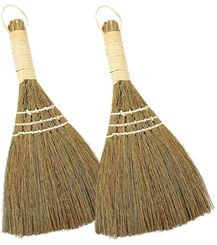 minkissy 2St Küchenreinigungsbesen natürlicher Palmenbesen natürlicher Schneebesen Tischschreibtisch Werkzeug Desktop-Besen Handbesen Handfeger Mais die Bürste einstellen Miscanthus