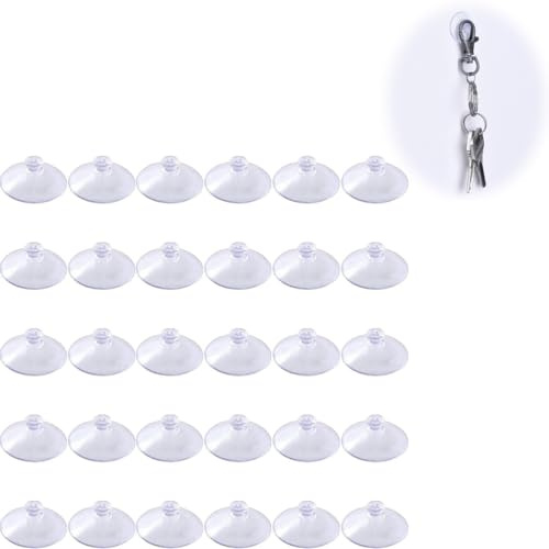 LJFEA 30 x Saugnapf/Saugnäpfe Ø 40mm mit Querloch/Bohrung, für Küche Bad Fenster und Glastür,Klare