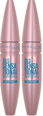 Maybelline New York - Mascara Volume Waterproof - Cils Sensational - Noir - 9,4 ml (Lot de 2)