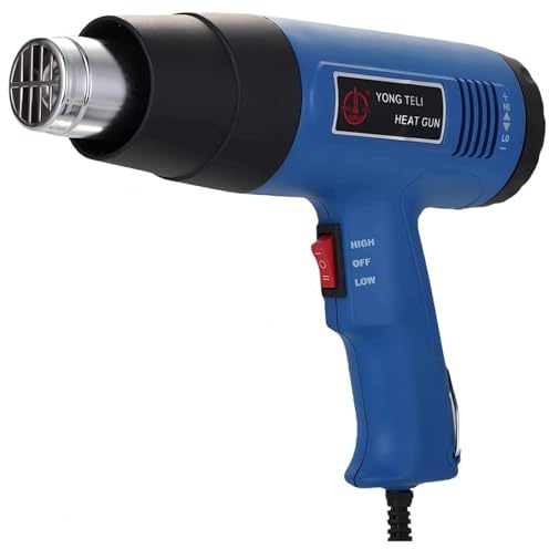 Pistola de aire caliente de 1500 W, kit de pistola de calor de calentamiento rápido/temperatura ajustable/cables de calentamiento duales/2 velocidades, adecuado para encoger tubos de PVC,Jasper