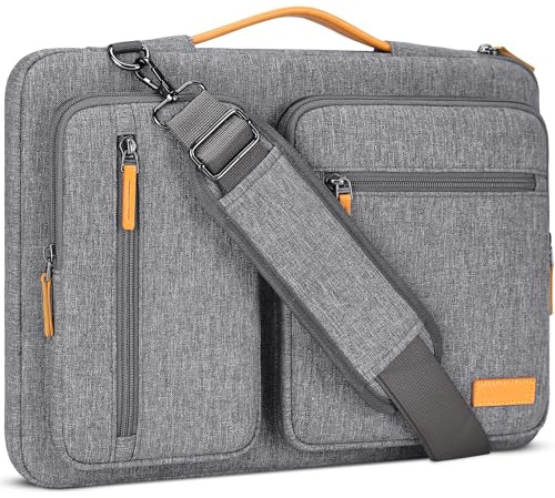DOMISO 15,6 tums laptopfodral, väska för 16 tum MacBook PRO M4/M3/M2/M1 PRO/Max A3403 A3186 A2991 A2780, dell XPS 16,15,6 tum Acer HP ASUS Laptop med axelband, grå