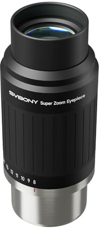 SVBONY SV230 8-20mm Zoom Eyepiece, Parfocal Design Wide-Angle 57°-72°, Aspherical Optics, 1.25 and 2 Dual Fit for Planetary & Deep Sky Observation