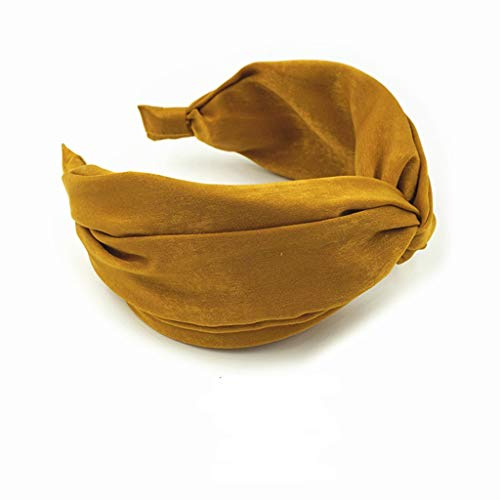 Serre-tête rétro en satin de couleur unie super large en tissu croisé à large bord