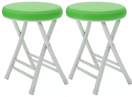 Sgabello rotondo pieghevole, sedia imbottita portatile, per dormitorio, cucina, chiesa, uso esterno, verde (2 pezzi)