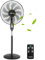 Aigostar Ventilatore a Piantana con Telecomando, 60W Silenzioso Potente, 9 Pale, Timer 7.5H, 3 Velocità & 3 Modalità (Normale/Naturale/Sleep), Altezza Regolabile 102-120cm, Oscillazione 80°, Nero