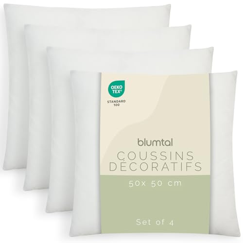 Blumtal Kissenfüllung 50x50 cm 4er - Oeko-TEX zertifizierte Kissen 50x50 cm Füllung - Kissen aus Polyester - waschbares Innenkissen