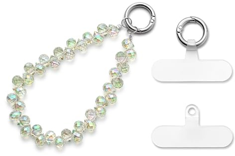 MORSUNBELA Perlen Handykette Kurz Handgelenk Handy Handschlaufe Grün