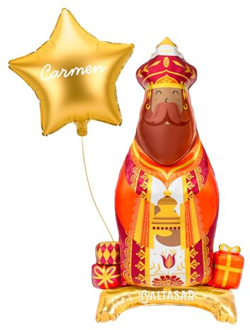 OH YEAH Personalisierter Ballon König Baltasar, Stern, Name, Weihnachtsdekoration, Fußballon, Luftballon, besonderes Geschenk, wählen Sie Ihren Namen