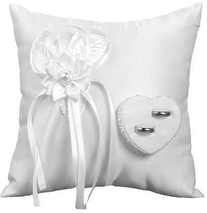 HOLIDYOYO 1stück Ringkissen Mit Imitation Camellia Elegantes Quadratisches Ringkissen Für Hochzeiten Trauungen Und Verlobungen Als Ringträgerkissen Mit Feiner Bestickter Blume