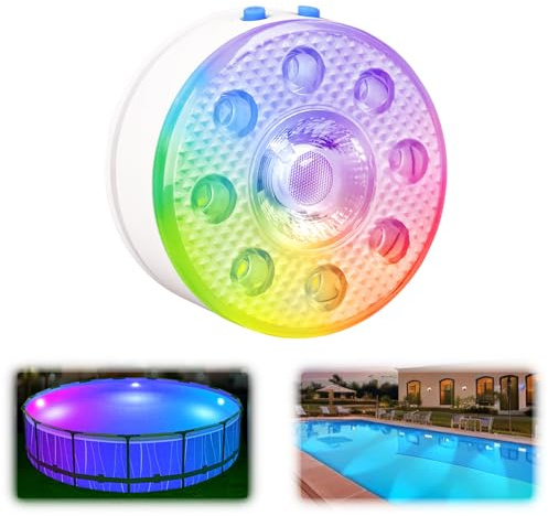 idyl light Rechargeable Submersible Pool Lights with Remote, Waterproof Underwater Charging Battery Operated Controlled Color Changing LED with Magnet Floating Lights Pool Pond Decoration (1-Pack)