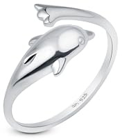 Amberta ​Justerbar 925 Sterling Silver Tåring för Kvinnor | Vågor Hjärtan Blomma Delfin Krona Löv Boho Fot Smycke: Delfinformad tåring