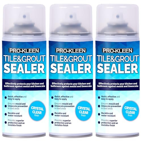 Pro-Kleen Tile & Grout Sealer 3 x 400ml - Waterproof Protection Against Mould, Mildew & Limescale - Seals & Protects Backsplashes, Bathrooms, Worktops & More - Long-Lasting & Non-Staining