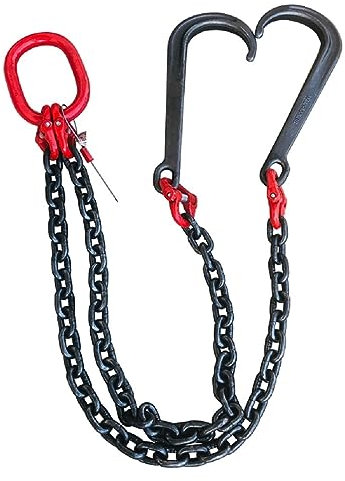 Élingue à chaîne, Élingue de chaîne, 2Ton-5Ton 0.5M-2M Remorque Double crochet de chaîne Dépanneuse Accessoires de véhicule de sauvetage Haute résistance Élingue de chaîne Treuil Corde de remorquage,