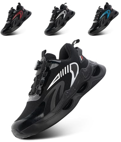 Hitmars Scarpe da Running Uomo Respirabile Leggero Scarpe da Ginnastica Sportive Fitness Running Sneakers Basse Interior Casual Scarpe Nero 46 EU