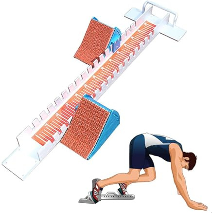 HYUIO Race Starting Blocks, 84cm Aluminum Alloy Adjustable Running Aid with Cleats, 6 Angle Adjustable Sprinter Track Blocks, for Track and Field, Playground, Stadium