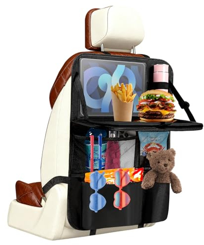 VIBINHO Organizer Sedile Auto Posteriore con Tavolo Piegevole, Organizer Auto Bambini con Taschina & Porta Tablet, Protezione Schienale Auto Impermeabile, Per Viaggi in Famiglia e Riposo Giocattoli