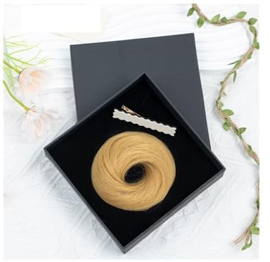 Dutts av äkta hår, chignon, rörig kutt, hårdelar, munkchignon med elastiskt gummiband, hästsvans, hårgummi, hårstycke för kvinnor hårponytail för kvinnor flickor (mörkblond)