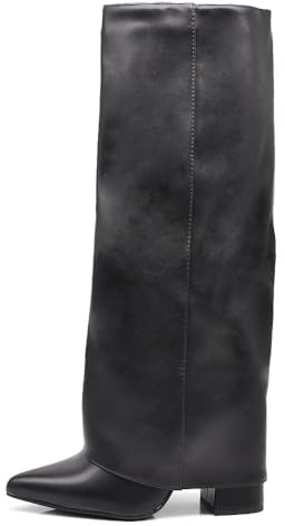 IF FASHION Stivali Alti A Punta Gambale A Ghetta Cownboy Texani Con Tacco Alto Da Donna GA017