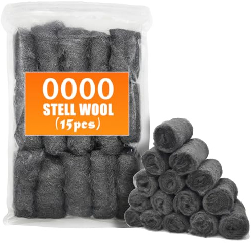0000 Steel Wool 15PCS Polishing Pads Fine Steelwool Pads Flexible & Wear-Resistant Steel Wool Rolls for Glass Metal Chrome Wooden Surfaces Marble Rust Remove Mice Control Pipe Pads Weep Hole Covers