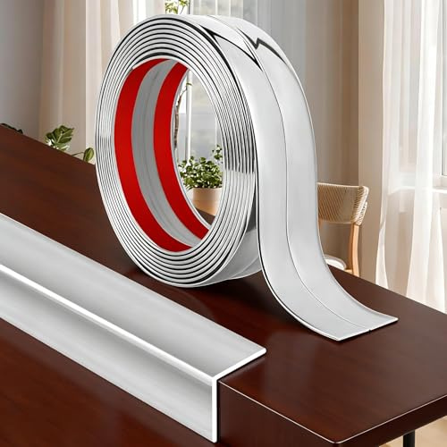 PVC Eckenleiste Selbstklebend 10m x 20mm | Kantenschutz Leisten Wand Winkelleiste | Flexible Winkelprofil für Haushalt/Büro/DIY/Küche/Badezimmer (Silber)