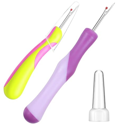 Ouligay 2pcs Needle and Thread Seam Ripper Stitch Remover Tool Sewing Stitch Remover for Needlepoint Hand Sewing, Knitting, Cross Stitching, Embroidery and Thread Removal