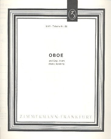 Grifftabelle: für Oboe und Englischhorn (franz. System)