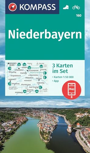 KOMPASS Wanderkarten-Set 160 Niederbayern (3 Karten) 1:50.000: inklusive Karte zur offline Verwendung in der KOMPASS-App. Fahrradfahren.