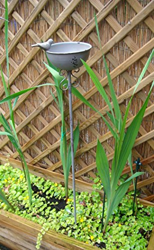 Vogeltränke auf Stab, Futterstelle, Gartenstab, Gartenstecker, Eisen