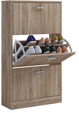 VCM Holz Schuhschrank | Maße: H. 105 x B. 59 x T. 22 cm | 3 Klappen - Sipos L