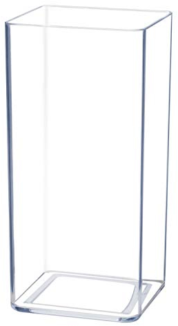 Flower Vase Acrylic Square - Decorative Centerpiece for Home or Wedding - Non Breakable Plastic, 5 X10 Tall Cube - Clear