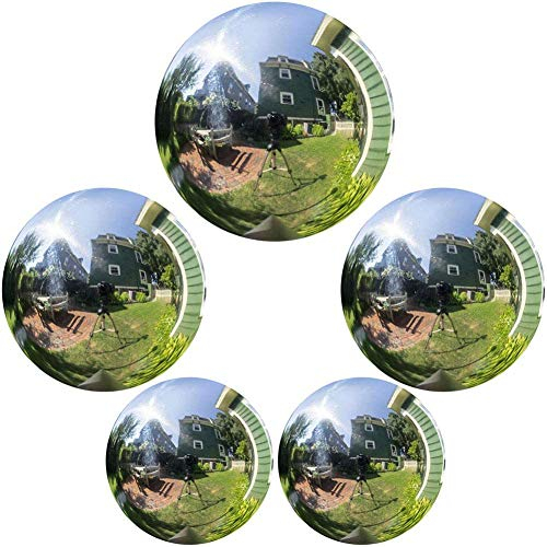 5 Stück 15,2 cm/11,9 cm/9,9 Zoll Durchmesser Gazing Globe Mirror Kugel, Silber Edelstahl poliert, reflektierend, glatte Gartenkugel, bunt und glänzend, Ergänzung für jeden Garten oder Zuhause.