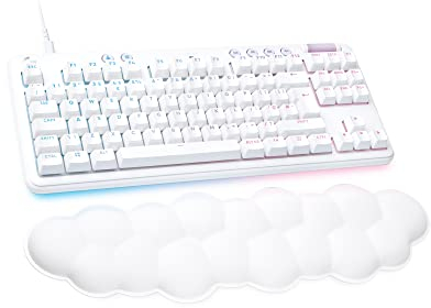 Logitech G G713 Wired Mechanical Gaming Keyboard with LIGHTSYNC RGB Lighting, Tactile Switches (GX Brown) and Keyboard Palm Rest, PC and Mac Compatible - White Mist