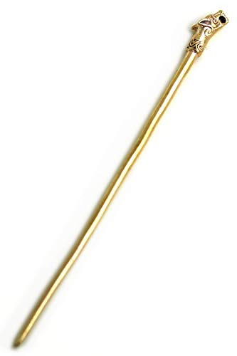 Bronze nordische Wikinger Fenrir Wolfskopf Haarnadel Haarstab Mittelalter Haarschmuck für Frauen Mädchen Heathen Schmuck (6.69, Fenrir/Wolf)