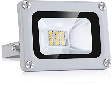 10W LED strålkastare 12V utomhus säkerhetslampa Vattentät IP65 1000 LM 6500K Kallt ljus utomhus strålkastare vägglampa för gård, trädgård, garage,lager tak, veranda,Terrass