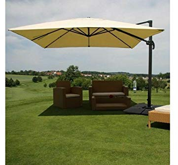 madera Schirm Sonnenschirm Marktschirm creme 3,5x3,5m Ampelschirm Luxus Ständer