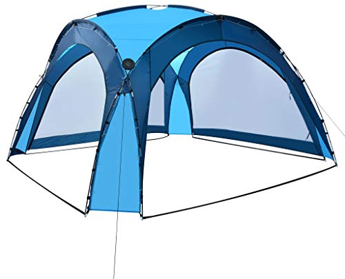 Tidyard Campingplatz Zelt Partyzelt Partyzelt 3,6 x 3,6 x 2,3 m Mit 4 Seilen und 12 Heringen,Profi-Partyzelt Faltpavillon Gartenpavillon Mit LED-Beleuchtung und 4 Seitenwänden,UV-wasserbeständig
