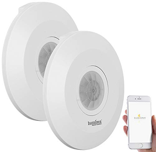 Luminea Home Control Bewegungsmelder Alexa: 2er-Set extra-flacher WLAN-PIR-Bewegungsmelder mit App, 360°, 230 Volt (WLAN Apps, Sensoren)