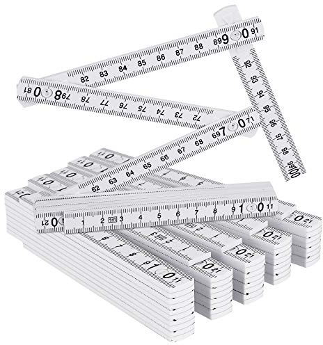Gliedermaßstab, 6 Stück Zollstock 1M aus Kunststoff mit 10 Glieder Meterstab Geschenk für Alle Heimwerker, Haus, Hobby & Werkstatt, Metrisch und Weiß