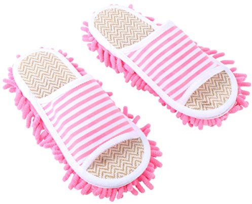 Healifty Mop Pantofole Lavabile In Microfibra Riutilizzabile Pavimento Sporco di Polvere Filtro Spolverare Pantofole Staccabile Pulire Scarpe per Home Office Camera Cucina Rosa S