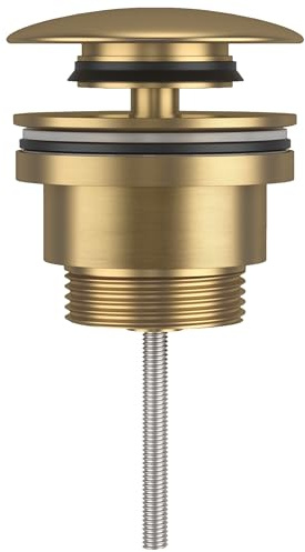 VALAZ Tapón Universal Apta para Lavabo y bidé con y sin rebosadero en Dorado Cepillado Oro Mate válvula para desagüe Click Clack, Pop-Up