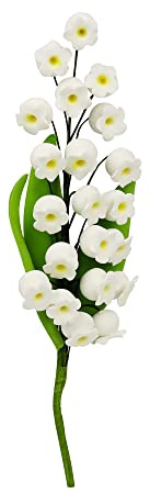 O'CREME Lily-of-the-Valley Gumpaste Sugar Flower Spray 6 Inch - Edible Flowers for Cake Decorating - Sugar Paste Flower Decorations for Cake, Cupcake Toppers - Birthday, Wedding - Set of 3 White