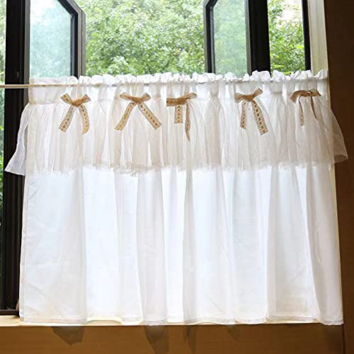 LUNEZY Cafe Kitchen Curtains,Translucent Window Treatment Tiers Curtains,Country Style Lace Bistro Curtain,Short Blinds Disc Curtains for Kitchen Bedrooms,Modern Short Curtains Valance to