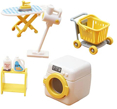 Fenteer 1:18 Puppenhaus Waschküchen Dekoration Zubehör - MINIATURSPIELZEUG-INTERIEUR - Gelb - Kunststoff - Realistisch